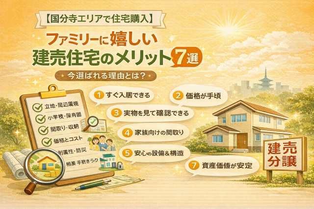 【国分寺エリアで住宅購入】ファミリーに嬉しい「建売住宅のメリット」7選|今選ばれる理由とは?