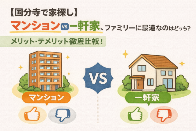【国分寺で家探し】マンション vs 一軒家、ファミリーに最適なのはどっち?メリット・デメリット徹底比較!